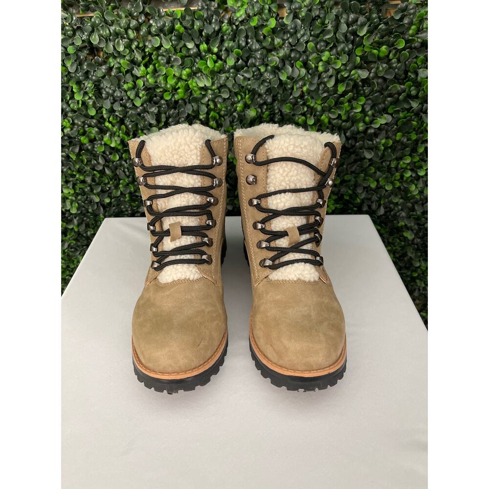 YO KI Women’s Lace up Boot, Faux Fur Lining, Size 39 (8.5) Chunky Heel